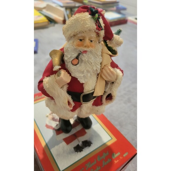 1993 THC Fabric Mache Santa Claus Figurine 11" with Box Christmas Decoration - Picture 5 of 10